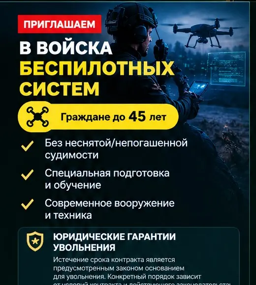 Военнослужащий и беспилотная система — служба по контракту в войсках беспилотных систем